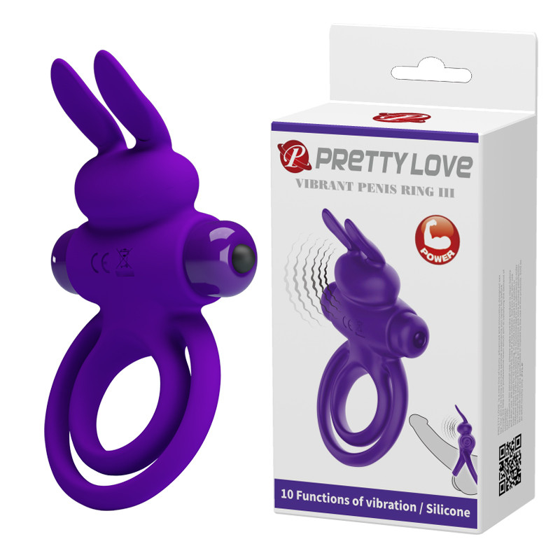 Wibrujący pierścień erekcyjny Pretty Love Vibrant Penis Ring 3 - Fioletowy